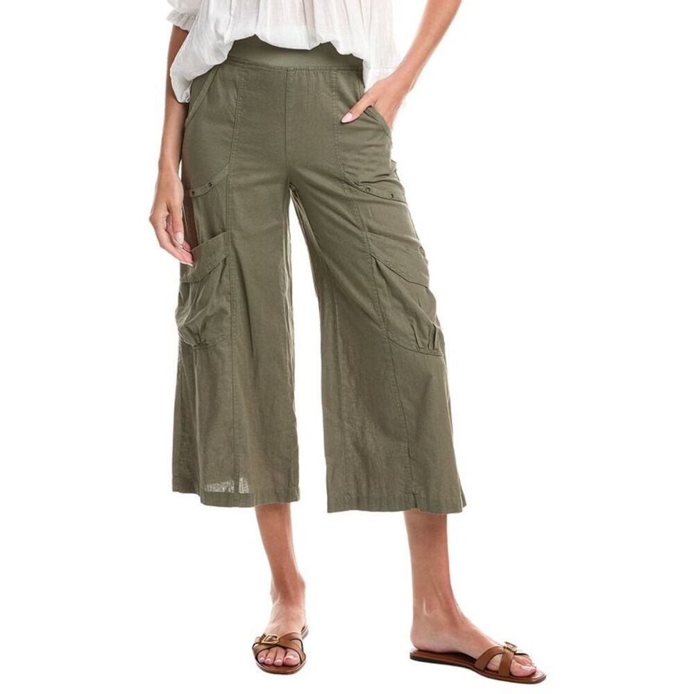 Xcvi Womens Linen-Blend Cargo Pant